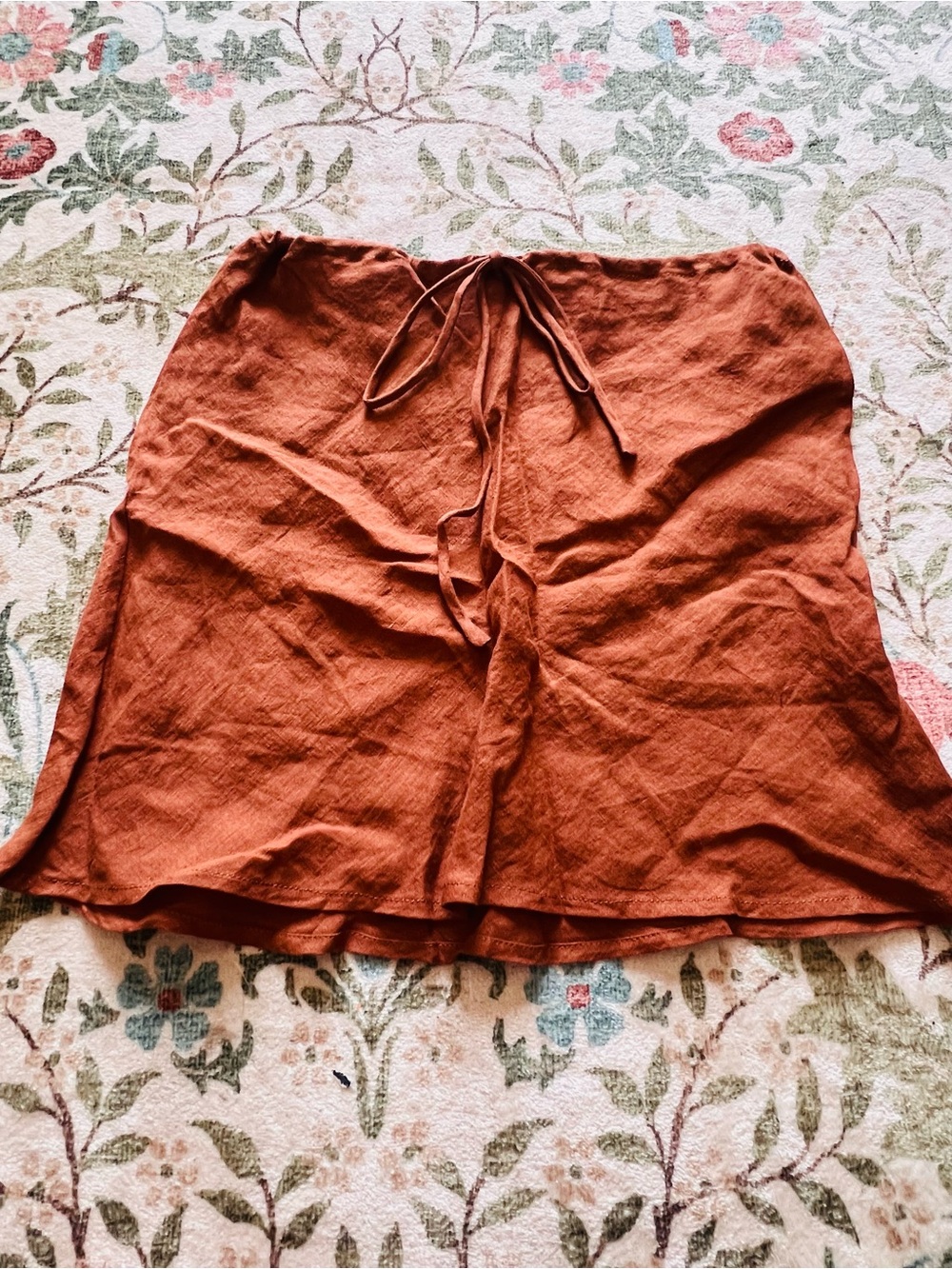 VRG GRL Linen Mini Skirt AU 8 US Small Terracotta Brown